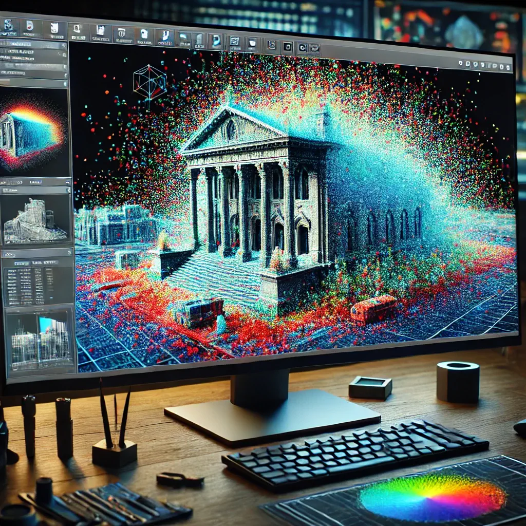 A high-quality 3D-rendered image showcasing a Point Cloud Data visualization A high-quality 3D-rendered image showcasing a Point Cloud Data visualization