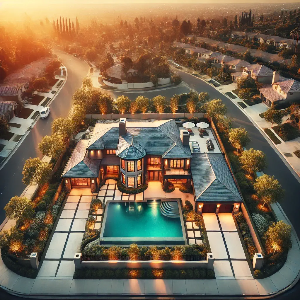 aerial drone photography image of a luxury real estate property