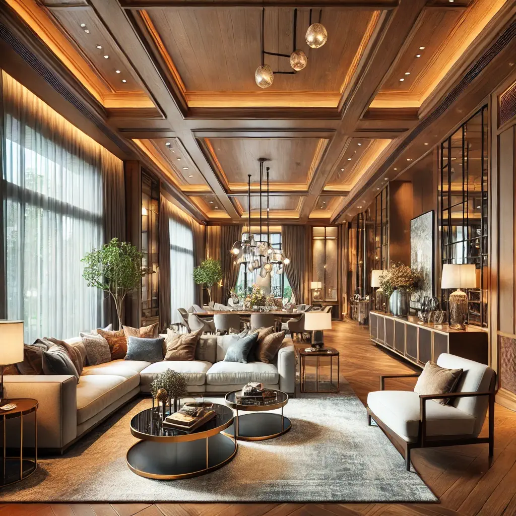 high-quality blended flash photography image showcasing a luxury real estate interior